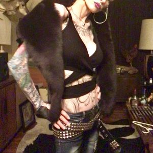 Black REAL FOX fur collar!